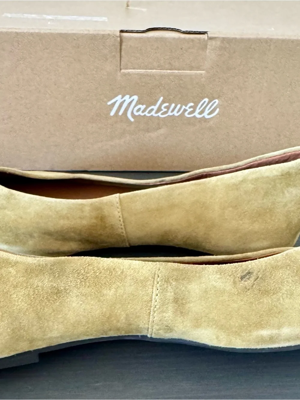 Madewell Olive Suede Square-Toe Ballet Flats size 7.5 New with box